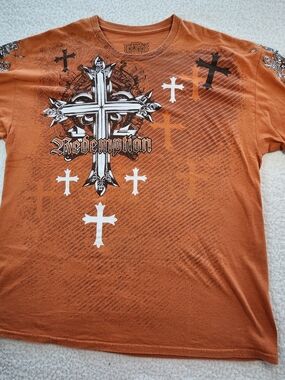 MMA Elite Redemption Orange Tshirt XL Grunge  Streetwear Y2K Biker Cyber Goth